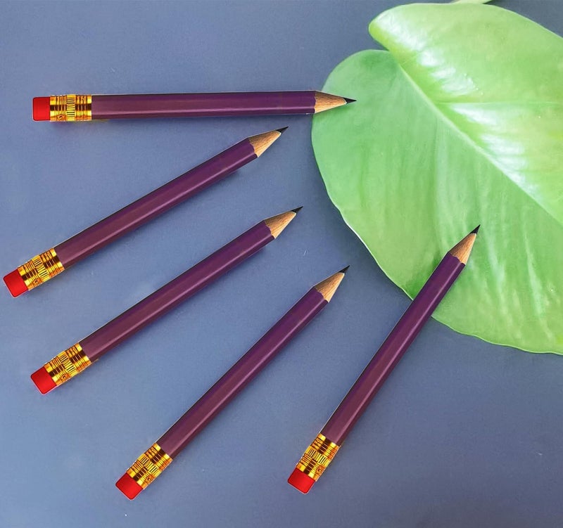 Adhere 25pcs Golf Pencils with eraser Hexagon Wooden Pencils Graphite 2B for Golf Event Scoring,Classroom,Wedding,Company Meetings,Pew, Pocket(Purple) - Image 5